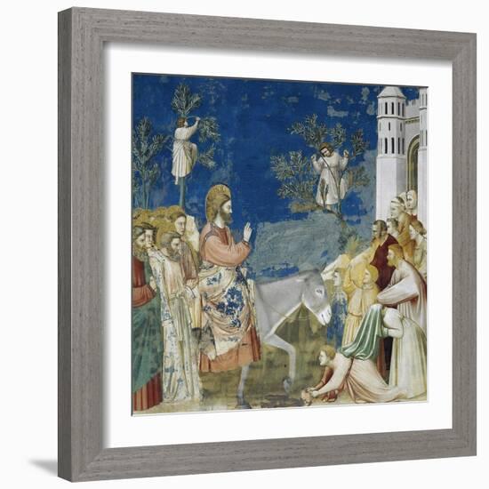 Jesus' Entry into Jerusalem, Detail from Life and Passion of Christ-Giotto di Bondone-Framed Giclee Print