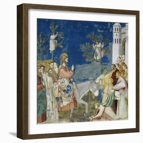 Jesus' Entry into Jerusalem, Detail from Life and Passion of Christ-Giotto di Bondone-Framed Giclee Print