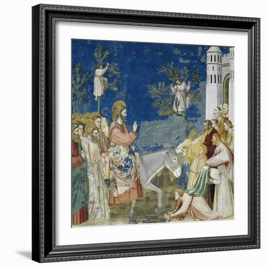 Jesus' Entry into Jerusalem, Detail from Life and Passion of Christ-Giotto di Bondone-Framed Giclee Print