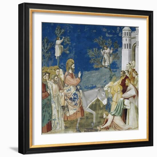 Jesus' Entry into Jerusalem, Detail from Life and Passion of Christ-Giotto di Bondone-Framed Giclee Print