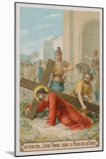 Jesus Falls for the First Time under the Weight of the Cross. the Third Station of the Cross-null-Mounted Giclee Print