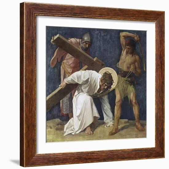 Jesus Falls the First Time (3rd Station of the Cross) 1898-Martin Feuerstein-Framed Giclee Print