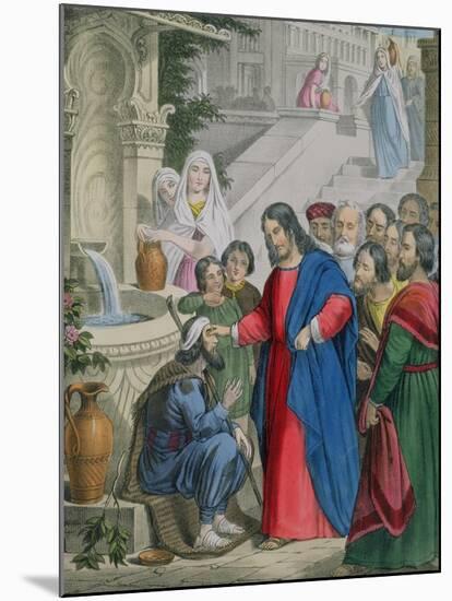 Jesus Gives Sight to One Born Blind, from a Bible Printed by Edward Gover, 1870s-Siegfried Detler Bendixen-Mounted Giclee Print