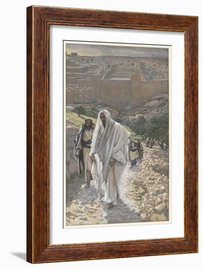 Jesus Goes in the Evening to Bethany-James Tissot-Framed Giclee Print