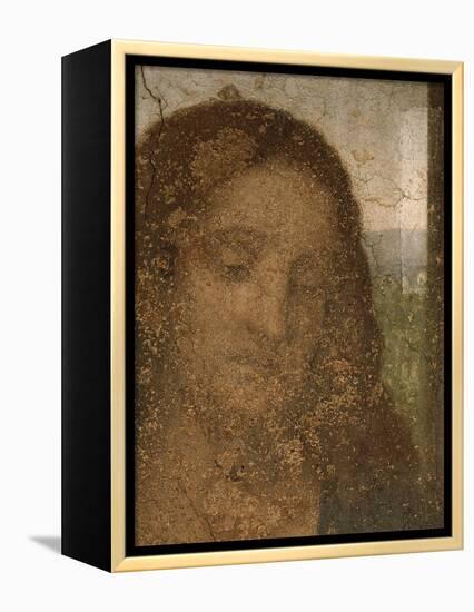 Jesus head, detail from Leonardos Last Supper,1498. After restoration (finished in 1999).-Leonardo Da Vinci-Framed Premier Image Canvas