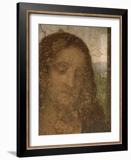 Jesus head, detail from Leonardos Last Supper,1498. After restoration (finished in 1999).-Leonardo Da Vinci-Framed Giclee Print