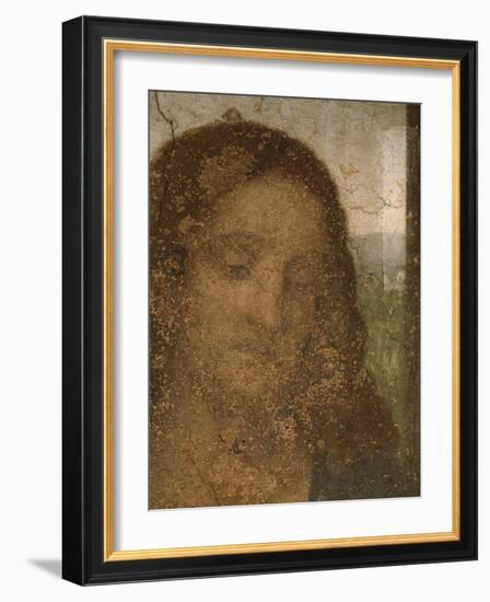 Jesus head, detail from Leonardos Last Supper,1498. After restoration (finished in 1999).-Leonardo Da Vinci-Framed Giclee Print