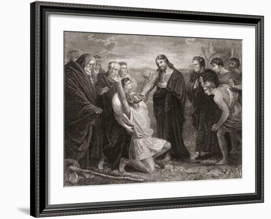 Jesus Healing the Blind. from a 19th Century Print-null-Framed Giclee Print