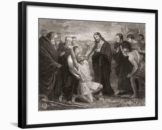 Jesus Healing the Blind. from a 19th Century Print-null-Framed Giclee Print