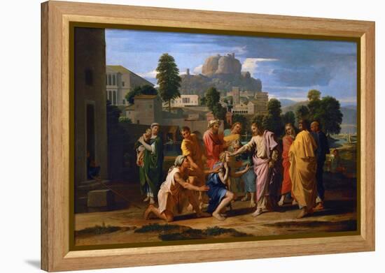 Jesus Healing the Blind of Jericho-Nicolas Poussin-Framed Premier Image Canvas