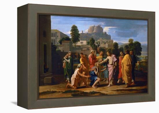 Jesus Healing the Blind of Jericho-Nicolas Poussin-Framed Premier Image Canvas