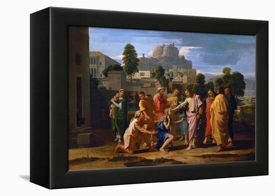 Jesus Healing the Blind of Jericho-Nicolas Poussin-Framed Premier Image Canvas