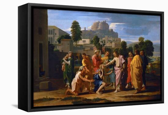 Jesus Healing the Blind of Jericho-Nicolas Poussin-Framed Premier Image Canvas