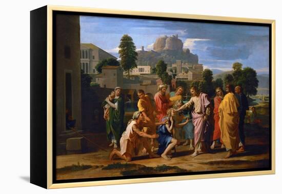 Jesus Healing the Blind of Jericho-Nicolas Poussin-Framed Premier Image Canvas