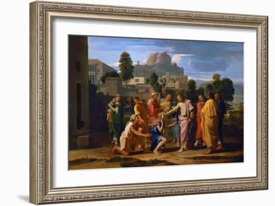 Jesus Healing the Blind of Jericho-Nicolas Poussin-Framed Giclee Print