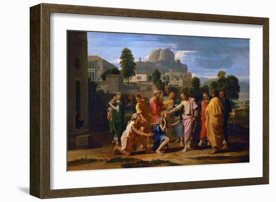 Jesus Healing the Blind of Jericho-Nicolas Poussin-Framed Giclee Print