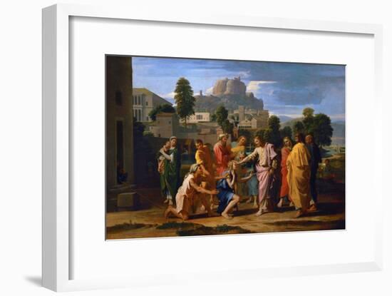 Jesus Healing the Blind of Jericho-Nicolas Poussin-Framed Giclee Print