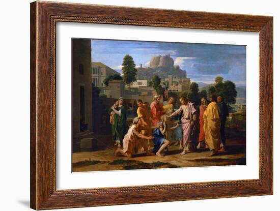 Jesus Healing the Blind of Jericho-Nicolas Poussin-Framed Giclee Print