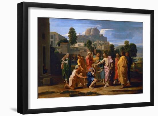 Jesus Healing the Blind of Jericho-Nicolas Poussin-Framed Giclee Print