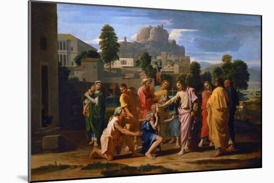 Jesus Healing the Blind of Jericho-Nicolas Poussin-Mounted Giclee Print