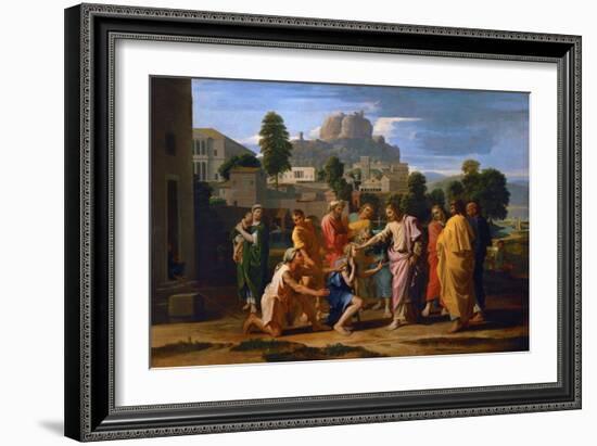 Jesus Healing the Blind of Jericho-Nicolas Poussin-Framed Giclee Print