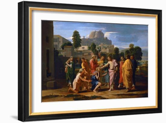 Jesus Healing the Blind of Jericho-Nicolas Poussin-Framed Giclee Print