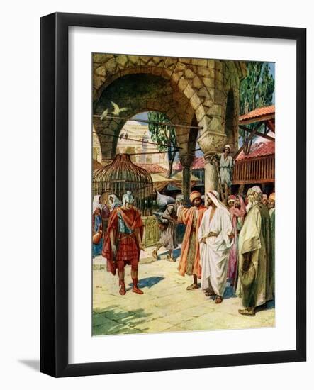 Jesus heals a centurion 's servant - Bible-William Brassey Hole-Framed Giclee Print