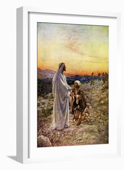 Jesus heals lepers in Samaria - Bible, New Testament-William Brassey Hole-Framed Giclee Print