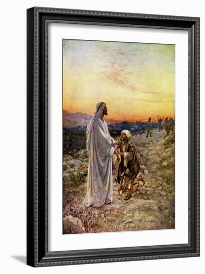 Jesus heals lepers in Samaria - Bible, New Testament-William Brassey Hole-Framed Giclee Print