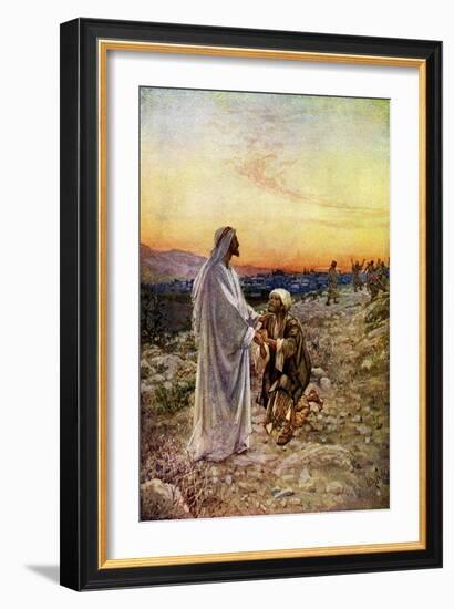 Jesus heals lepers in Samaria - Bible, New Testament-William Brassey Hole-Framed Giclee Print