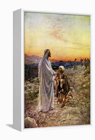 Jesus heals lepers in Samaria - Bible, New Testament-William Brassey Hole-Framed Premier Image Canvas