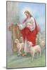 Jesus in a Red Robe with a Herd of Sheep, Shepherd-Christo Monti-Mounted Giclee Print