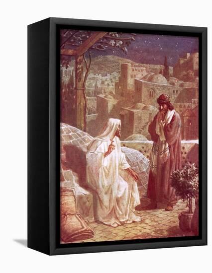 Jesus in Conversation with Nicodemus-William Brassey Hole-Framed Premier Image Canvas