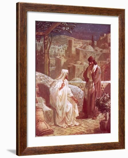Jesus in Conversation with Nicodemus-William Brassey Hole-Framed Giclee Print