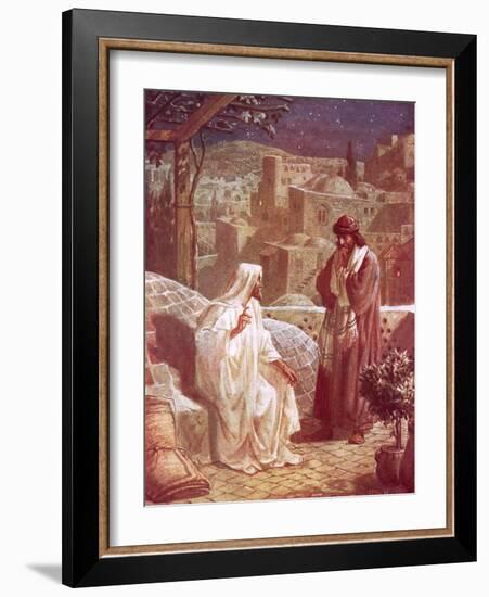 Jesus in Conversation with Nicodemus-William Brassey Hole-Framed Giclee Print