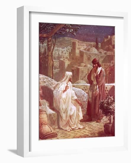 Jesus in Conversation with Nicodemus-William Brassey Hole-Framed Giclee Print