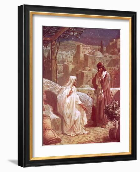 Jesus in Conversation with Nicodemus-William Brassey Hole-Framed Giclee Print