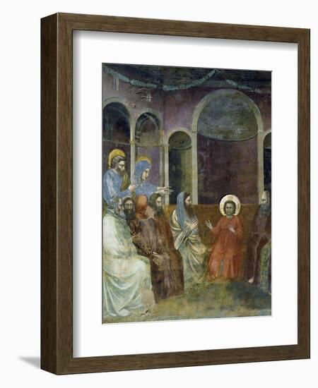 Jesus in Temple Among Doctors, Detail from Life and Passion of Christ-Giotto di Bondone-Framed Giclee Print