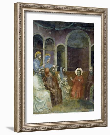 Jesus in Temple Among Doctors, Detail from Life and Passion of Christ-Giotto di Bondone-Framed Giclee Print