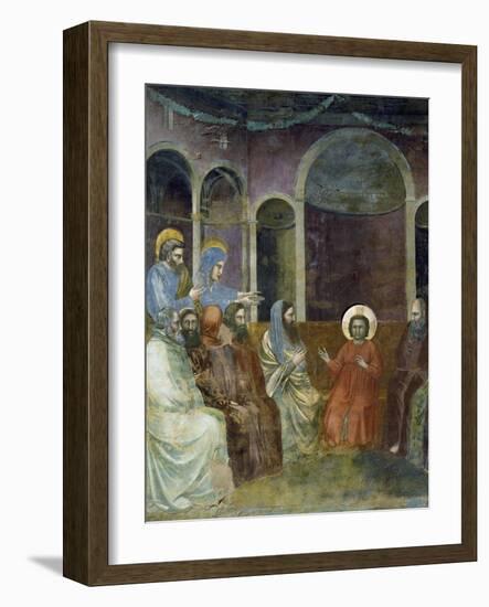 Jesus in Temple Among Doctors, Detail from Life and Passion of Christ-Giotto di Bondone-Framed Giclee Print