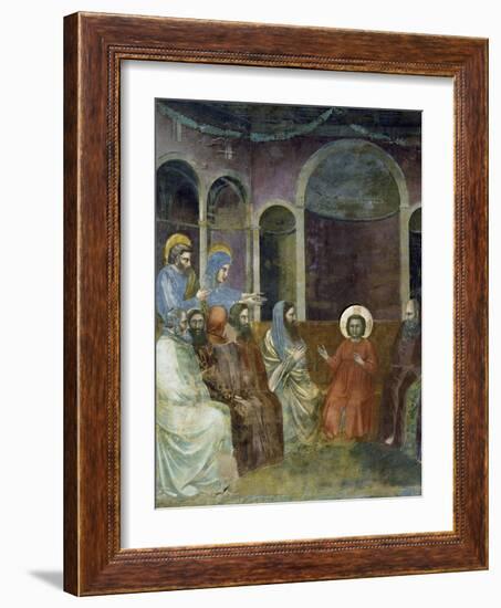 Jesus in Temple Among Doctors, Detail from Life and Passion of Christ-Giotto di Bondone-Framed Giclee Print