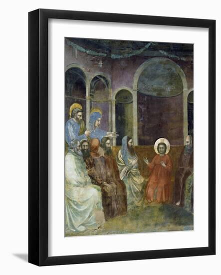 Jesus in Temple Among Doctors, Detail from Life and Passion of Christ-Giotto di Bondone-Framed Giclee Print