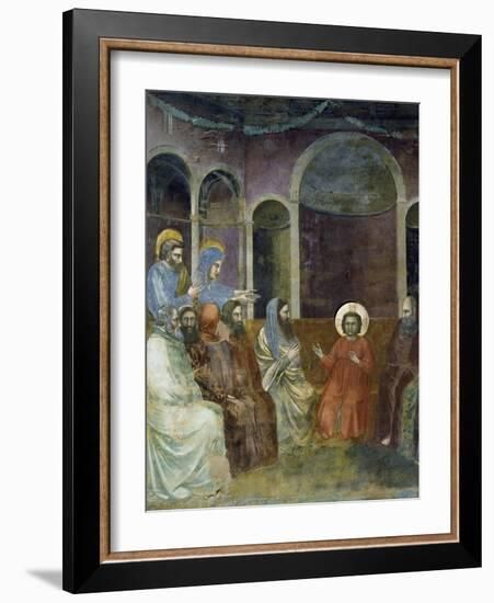 Jesus in Temple Among Doctors, Detail from Life and Passion of Christ-Giotto di Bondone-Framed Giclee Print