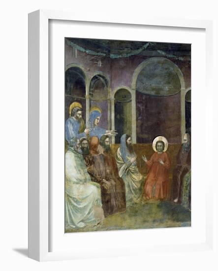 Jesus in Temple Among Doctors, Detail from Life and Passion of Christ-Giotto di Bondone-Framed Giclee Print