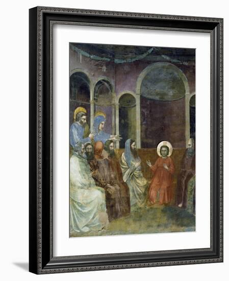 Jesus in Temple Among Doctors, Detail from Life and Passion of Christ-Giotto di Bondone-Framed Giclee Print