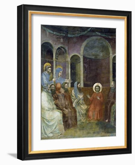 Jesus in Temple Among Doctors, Detail from Life and Passion of Christ-Giotto di Bondone-Framed Giclee Print