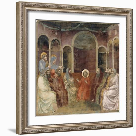 Jesus in Temple Among Doctors, Detail from Life and Passion of Christ-Giotto di Bondone-Framed Giclee Print