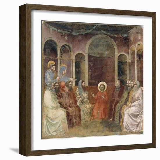 Jesus in Temple Among Doctors, Detail from Life and Passion of Christ-Giotto di Bondone-Framed Giclee Print