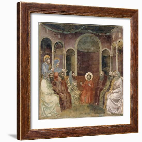 Jesus in Temple Among Doctors, Detail from Life and Passion of Christ-Giotto di Bondone-Framed Giclee Print