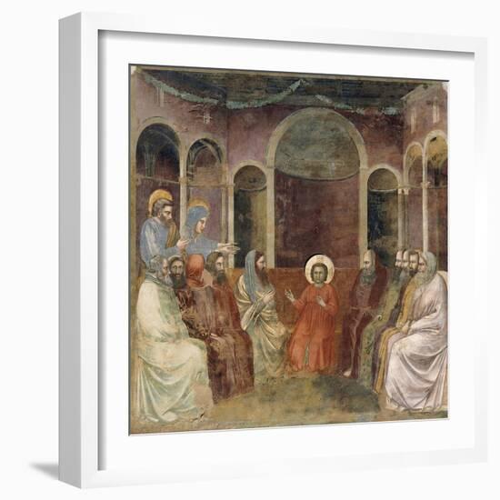 Jesus in Temple Among Doctors, Detail from Life and Passion of Christ-Giotto di Bondone-Framed Giclee Print